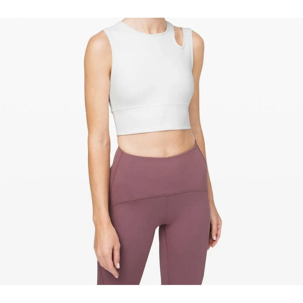 Lululemon Mastered Motion Cropped Tank White Womens Size 6